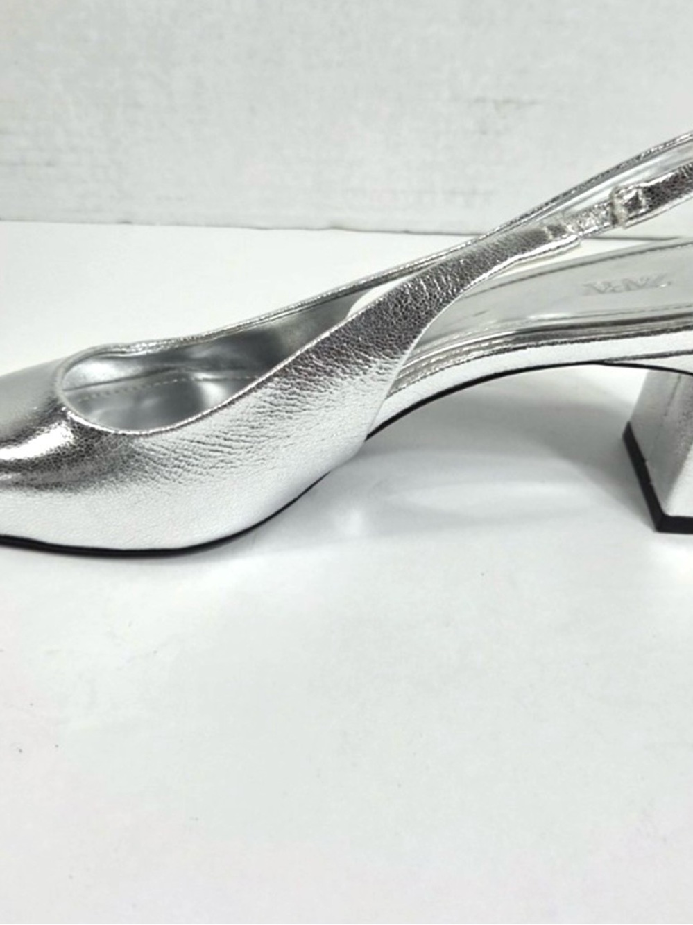 Zara Silver Slingback Block Heel Women's Shoe